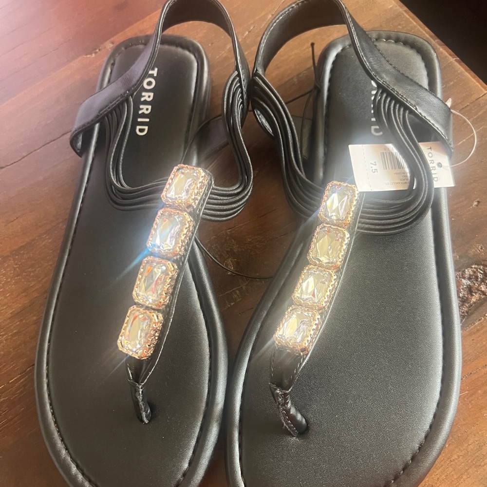 Torrid Black Sandals Size 7.5W NWT!